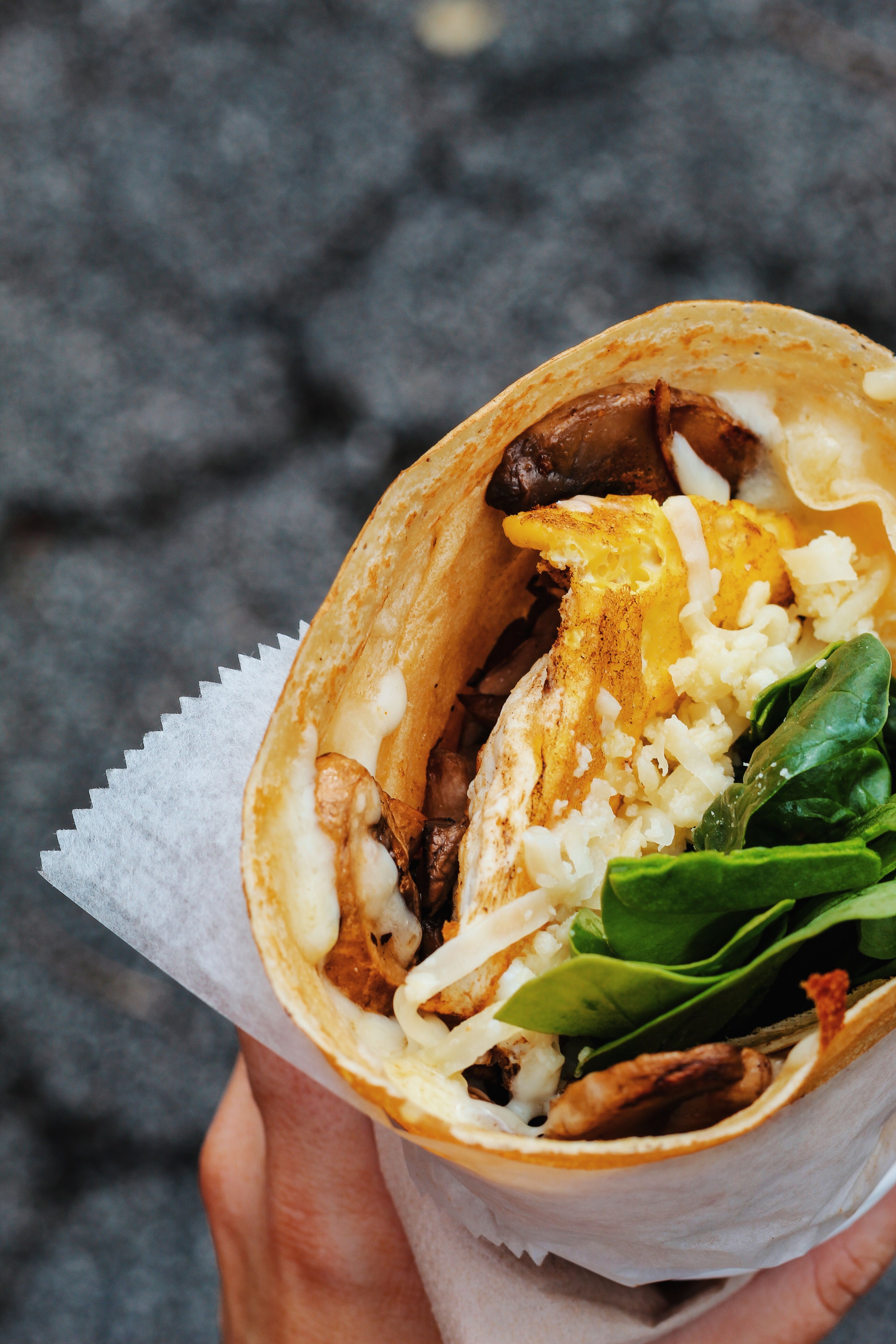 French Spinach Mushroom Egg Crepes